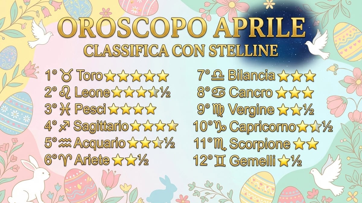 Oroscopo e classifica di aprile 2026